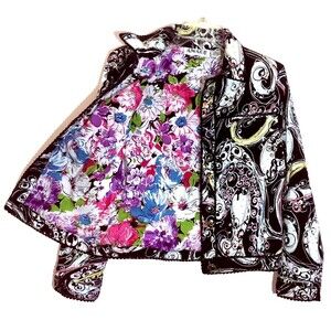 ANAGE sz S Cotton Sequin Embroidered Beaded Colorful Over-Top or Jacket Contrast